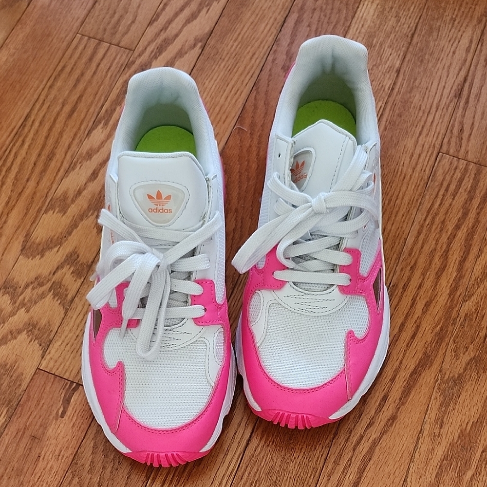 Adidas Falcon White and Shock Pink Sneakers